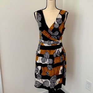 Cotton Dress by Deletta size small black/cream/gold pattern